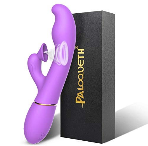 Personal G Spot Vibrator Clit Sucker with Softest Dual Density Silicone, PALOQUETH Waterproof Sucking Vibrator Sex Toy for Women with 7 Powerful Suctions 7 Vibrations, Rechargeable Purple
