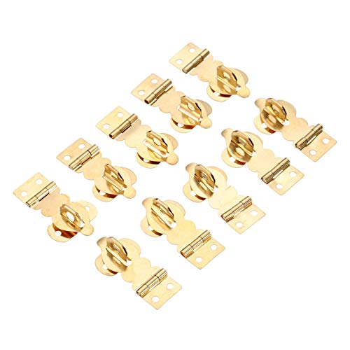 Image of 10Pcs Antique Box Latch Clasps Brass Jewelry Box Padlock Hasp Locked Wooden Wine Gift Box Handbag Buckle 27 * 19mm