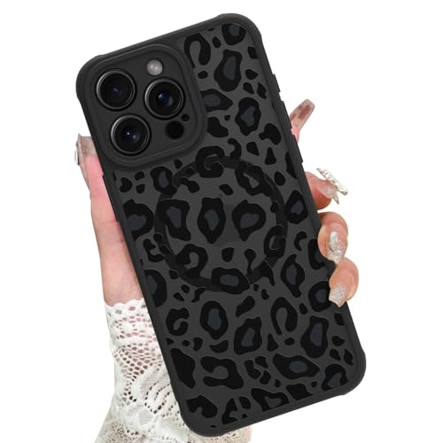 Image of KANGHAR Case for iPhone 15 Pro Phone Case Leopard Printed Pattern | Cute Cheetah [Compatible with Magsafe] Protective Magnetic Case for Girls Women Men 6.1 inch
