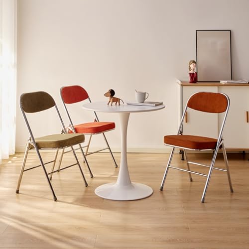 Chaise bureau pliable confortable en velours côtelé marron avec dossier épais
