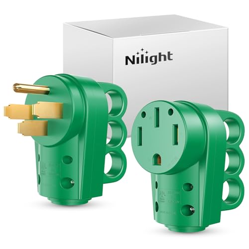 Image of Nilight 50 Amp RV Male and Female Plug Set | Heavy Duty 14-50P 14-50R Receptable 125V /250V Volt ETL Listed for Electrical Camper Caravan Motorhome Van Trailer
