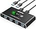 Produktbild Aluminium USB KVM 3.0 Switch - 2 Eingänge 4 Ausgänge Mit 2 High-Speed Kabeln - Für 4 USB Geräte Wie Maus, Tastatur, Drucker, Festplatte, Stick, Headsets