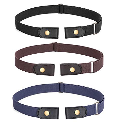 Image of WERFORU No Buckle Stretch Belt for Women and Men Elastic Waist Belt up to 72 Inches for Jeans Pants