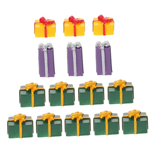 15Pcs Christmas Miniature Box Ornaments DIY Xmas Phone Case Craft Flatback Embellishment Decorations