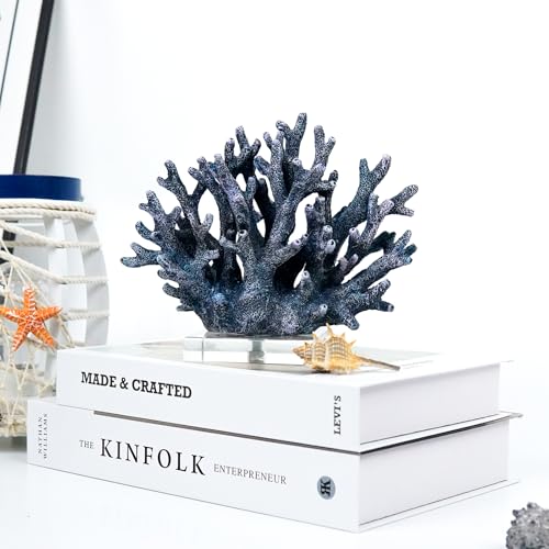 Estatua decorativa de coral artificial para hogar 7.5" x 6.3" miniatura 5
