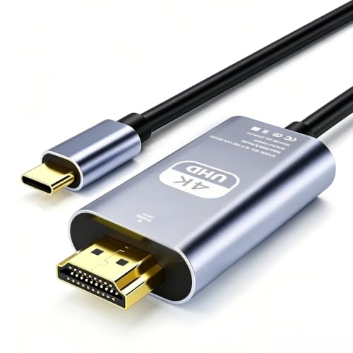2m Type-C - HDMI �ϊ��P�[�u�� 4K60Hz HDMI2.0 �Е����f���`�� Thunderbolt 3/4 �Ή� �~���[�����O����щ�ʊg���ɑΉ� �yDP�f���o�̓v���g�R���𓋍ڂ����f�o�C�X����z�S�V���[�Y��MacBook�AWindows