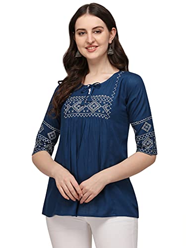 Image of Riva Enterprise Rayon Fabric with Embroidery Stitched Top