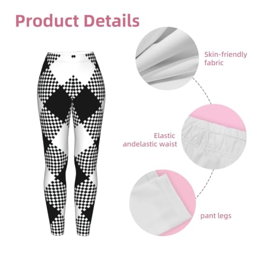 Leggings negros cuadrados elásticos para fitness y yoga con estampado opaco 5