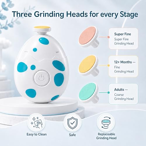 Image of Uonibaby by StarAndDaisy Baby Nail Trimmer, Baby Nail Cutter New Born 0-12 Months with 3 Filer Adjustment Electric Baby Nail Cutter, Safe Grooming /Nail Kit for Infant & Toddler - (Egg White)