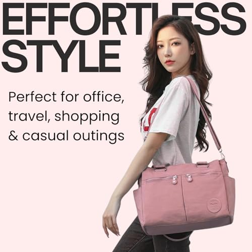 Image of MOCA Womens Casual Nylon Water Resistant Crossbody Tote Sling Handbag, Multi-Pocket Design with Adjustable Shoulder Straps for Work Travel Office, Everyday Use