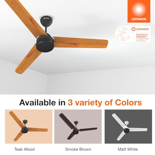 Image of LEDVANCE Aero Master Supreme Bldc Fans Ceiling 1200mm with Remote | Ceiling Fan for Living Room | 5 Star Ceiling Fan | 50% Energy Saving | Operates Silently | Smart Timer Mode | 3 Yr Warranty-Teakwood