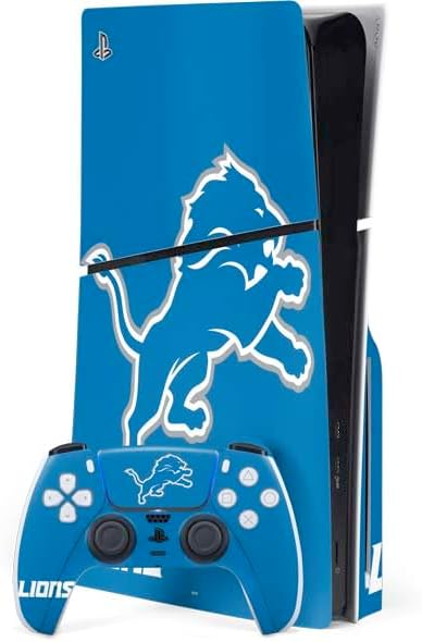 Skinit Decal Gaming Skin Compatible with PS5 Slim Disk Bundle - Officially Licensed NFL Detroit Lions Helmet Design