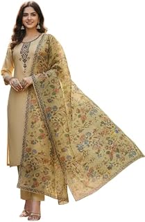 MANJARA Women Straight Rayon Embroidered Kurta Set with Pant & Dupatta | 3/4 Sleeve Ethnic Kurti Suit | Office & Casual We... Price In India