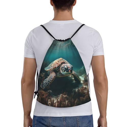 Drawstring Bag Lightweight Small Gym Bag for Women Clear Sea Water Soccer Backpack for Sports Travel2