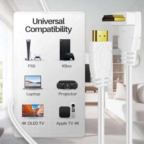Cable HDMI 4K ángulo recto TNP para conectar tu PS4 Pro pegada a la pared 7