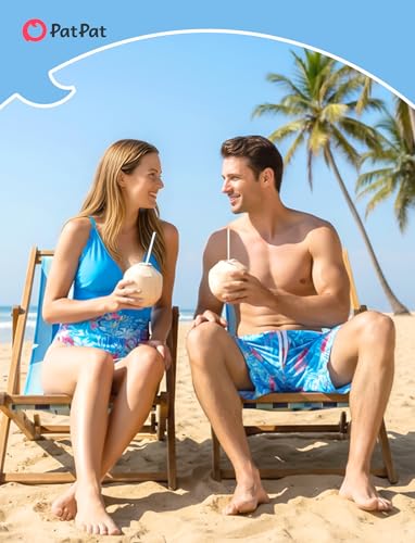 Image of PATPAT Mommy and Me Matching Swimsuit：One Piece V Neck Bathing Suits Leaves Printed Family Swimwear Matching Set