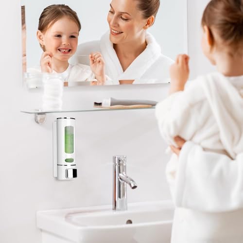 Image of CLIBO Wall Mounted White Liquid Soap Dispenser 400ml ABS Plastic for Bathroom N Kitchen | Handwash, Shampoo, Conditioner, Lotion, Shower Gel Dispenser | Leak-Proof, Durable & Easy Refill (Pack of 1)