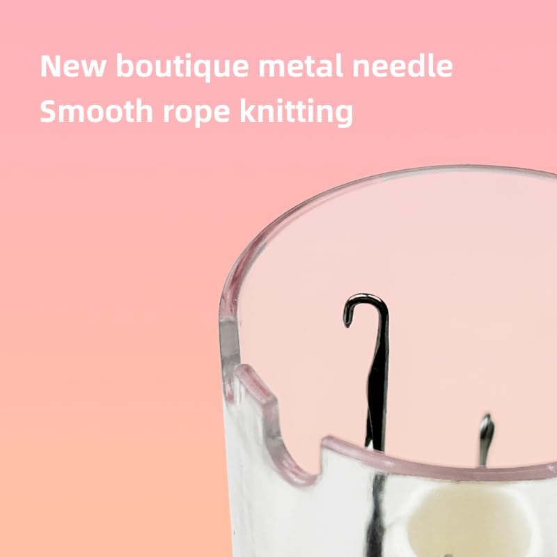 BEN YEDD 2025 New i Cord Knitting Machine Rope Knitting Mill Mid End Braiding Machine Ceiling Style Double Guide Mouth Groove Upgraded Weaving Artifact Yarn Rope DIY Tool（Pink and White）