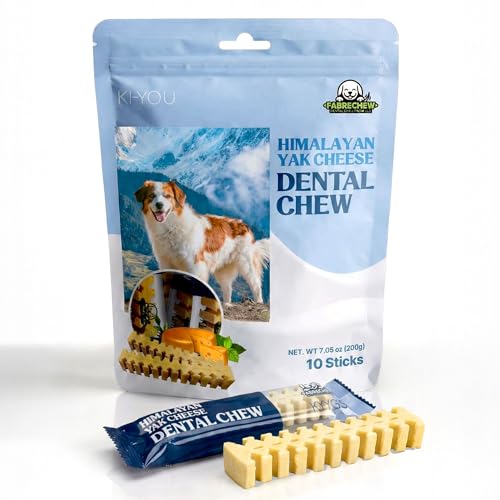 Fabrechew KI-You Himalayan Yak Cheese – Soft, Prebiotic & Nutritious Dental Chew for Dogs with Unique Cleaning Shape, Gentle on Teeth, Supports Gut & Oral Health, Less-Mess Formula (Chew - Long Type)