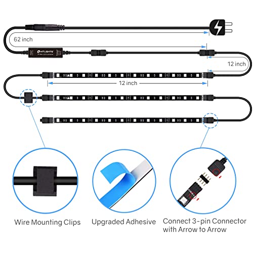 Tira LED RGB flexible 12 pulgadas con control remoto y fuente miniatura 7