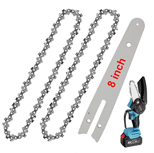 2pcs Cadena de motosierra 2pcs 8 pulgadas Mini cadena de motosierra con 1pcs cadena de motosierra de repuesto. para trabajar la madera recorte de jardín cadena de motosierra (8 pulgadas + barra)