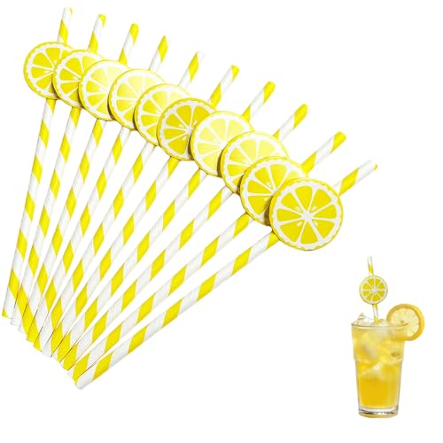 60 pitillos de papel amarillos para fiestas miniatura 1