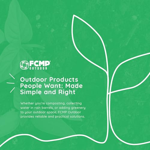 Image of FCMP Outdoor Raincatcher 4000, Flat-Back Rain Water Barrel, 50-Gallon, Gray - Rainwater Collection Storage Container w /Side Spigots, Mesh Screen, Garden and Overflow Hose & Linking Kit