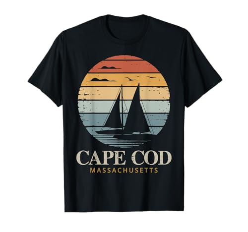 Cape cod vintage sunset retro massachusetts sailing t-shirt