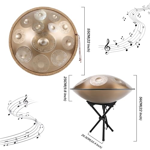 Handpan Drum D Minor 9/10/12 Notas Handpan Drum 22 Pulgadas Handpan Drum 432Hz/440Hz para Principiantes, Profesionales y Terapeutas Musicales (Un Color-12 Notas(432Hz)) miniatura 3