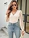 Fayenne Tops for Women Sexy Casual Deep V Neck Cross Wrap Tops Polka Dot Mesh Long Sleeve Outfit Trendy Tops Beige
