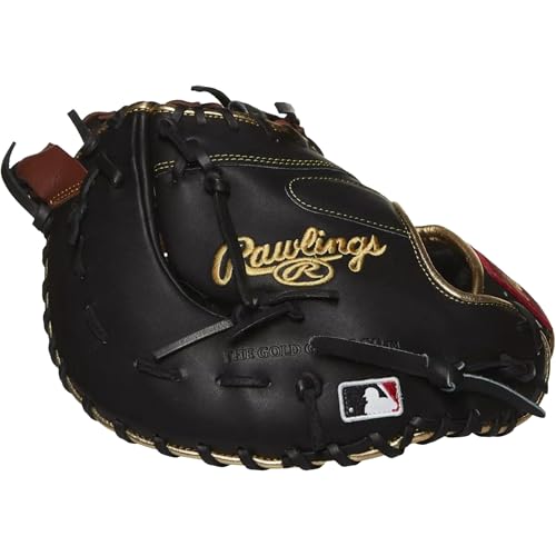 Rawlings | Pro Series First Base Mitt | 12.5" | Left Hand Throw | Black/Brown/Gold | Single Post Double Bar Web by Rawlings - Used condition - Image 5