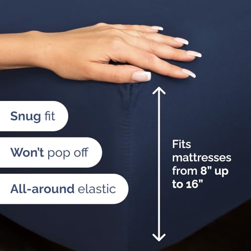 Image of Split Cal King Bed Sheet Set - 5 Piece Split Cal King Sheets - Navy Blue | Ultra-Soft, Breathable & Cooling - Comfy, Wrinkle & Fade Resistant - Fits 8 inch to 16 inch Inch Mattress with Deep Pockets