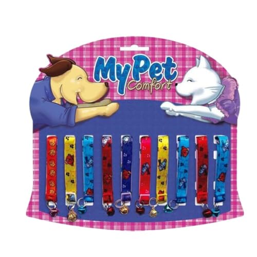 MY PET BRASIL Coleira Para Gato Display De Coleiras Para Gatos Coleira Com Guizo Coleiras Multicolor Com 10 Unidades Tamanho Único