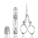 Hicello Scissors Kits, Vintage Sewing Scissors, Thimble and Metal Floss Bobbin Sewing Tools, Needlework Kits Set for Embroidery Cross Stitch Craft DIY