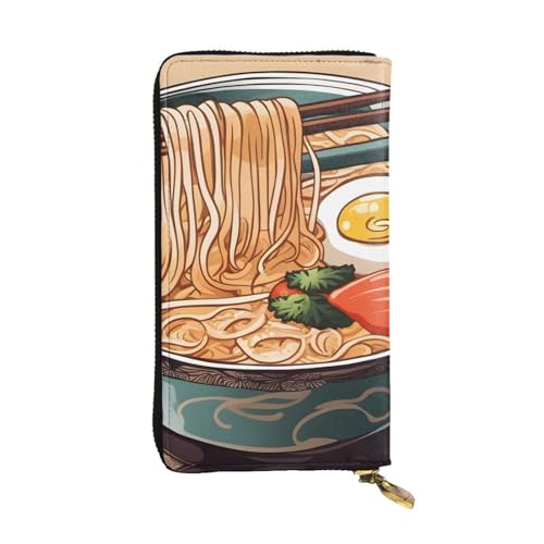 Portefeuille long en cuir véritable avec motif ramen délicat