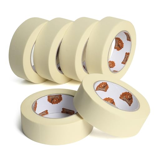 Ruban de masquage de peinture beige TAPEBEAR 36mm x 60yard pour masquage général 6 rouleaux