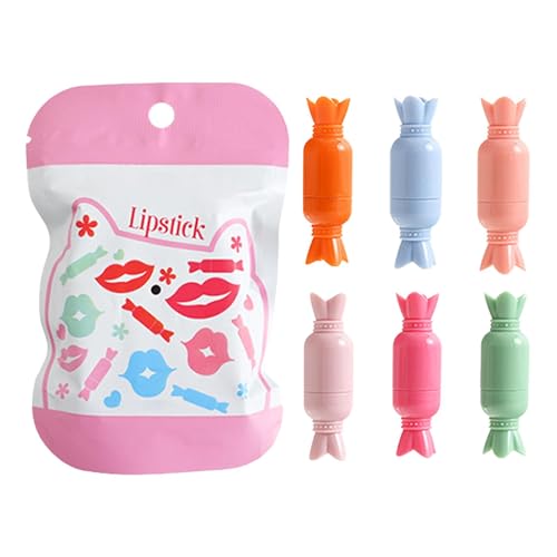 Set de lápiz labial de maquillaje pequeño, lindo juego de lápices labiales,6x Kit de mancha de barra de labios de terciopelo | Píldoras de brillo de labios de caramelo mate para citas, compras, cita