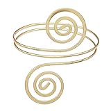 Pulsera Minimalista Y Sencilla con Diseño en Espiral para Mujeres Y Niñas, Pulsera Abierta Y Ajustable, Dorado, 3.15 x 2.76 Pulgadas