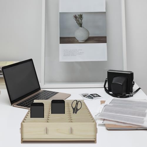 Boîte de rangement en bois compartiments multiples téléphone portable