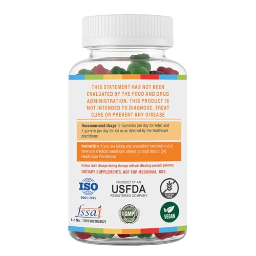 Image of HealthBest Kids Multivitamin Gummies, Orange, Cherry & Strawberry 30 Count Gummies for Men & Women - Increase School Growth Stamina & Energy Antioxidants