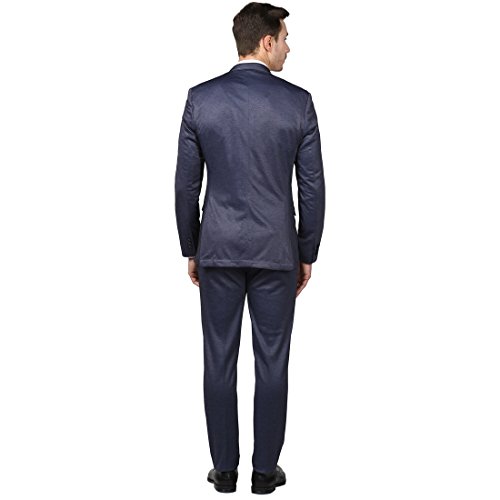Image of Park Avenue Men Dark Blue Regular Fit Polyester Blend Suit