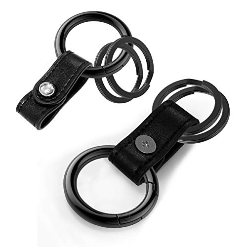 Idakekiy Zinc Alloy Key Rings Leather Part Button Key Clip Carabiner Keychain Split Keyrings For Men And Women #TOP2