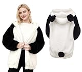 Miewenmogu Fluffy Bear Hoodie with Ears for Women Kawaii Bear Sweater Jacket Winter Warm Plush Sweatshirt-Panda