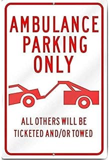 Ambulance Reserved Parking Aluminum Warning Sign, Emergency Vehicle Use, 12x18 Inch, Outdoor Hospital Road Decor
