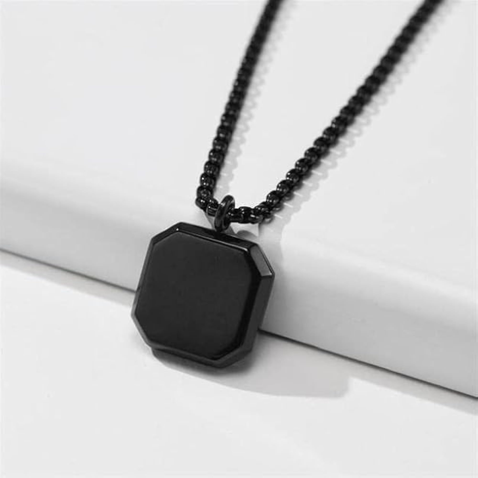 Men's Geometric Black Chain Pendant Necklace Combo Pack