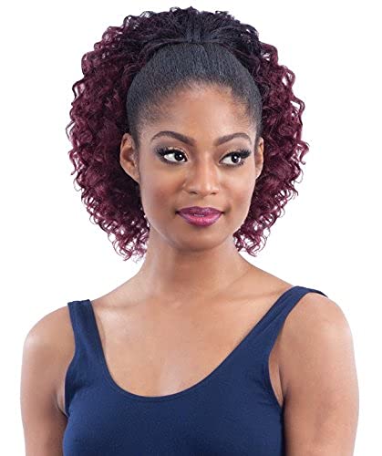 Q-BEACH GIRL (1B Off Black) - Que Human Hair Mastermix Drawstring Ponytail