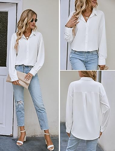 Button Down Shirts for Women Long Sleeve Collared Blouse Business Casual Tops3