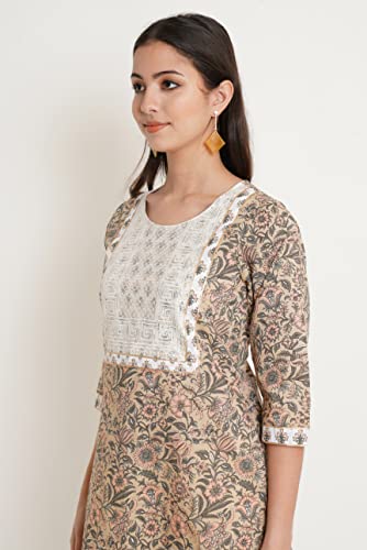 Image of Amazon Brand - Anarva Jaipuri Cotton Printed Straight Kurta for Women