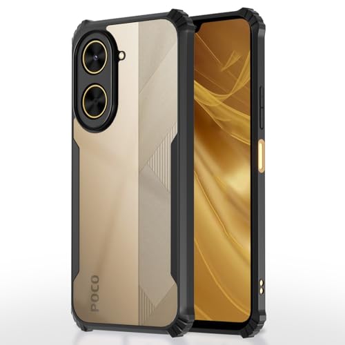 Image of Pikkme Back Cover for Poco C71 / Redmi A5 | Ultra Hybrid Shockproof Case | Full Camera Protection | Raised Edges | Clear Transparent Bumper Case (Black)