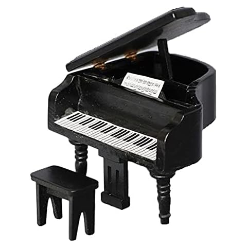 Miniature Piano for Dollhouse Furniture Upright Grand Piano with Stool Instrument 1 12 Ornament Artificial House Scene Accessories Desktop Decoration Cover